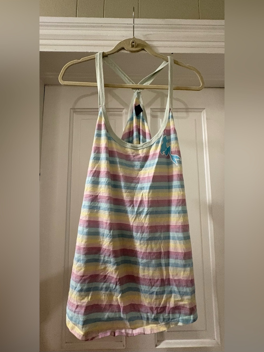 Disney Women’s The Little Mermaid Pastel Striped Racerback Tank Top Size 2X